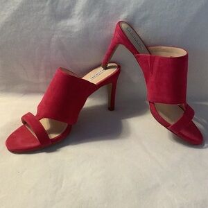 Tahari Hot Pink Open Toe Slip on Heels